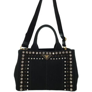 PRADA Canapa Jeweled Handbag Bag